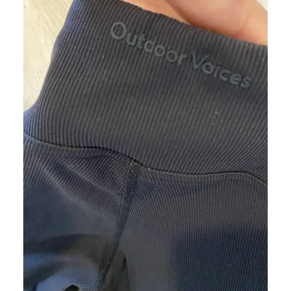 Outdoor Voices Superform Ribbed Flare Leggings BXS Black Athleisure Travel - Picture 6 of 13